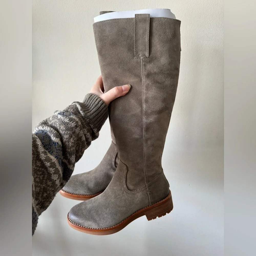 NWOT Sofft Taupe Suede Knee-High Riding Boots